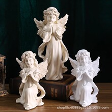 欧式复古少女天使摆件美式树脂石膏雕像小天使女孩桌面装饰品摆设