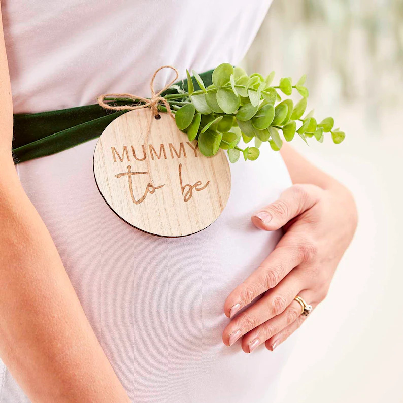 Mummy to Be Round Wooden Sign Maternity Belt Blessing Wedding Mother's Day Decoration Gift Present