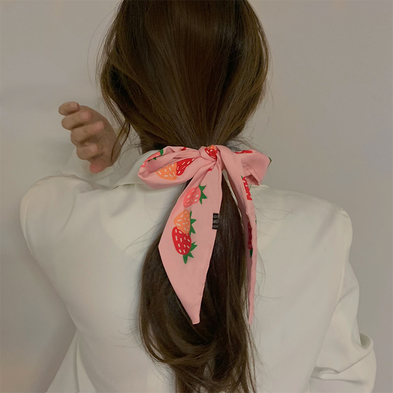 Korean Silk Scarf Ribbon Satin Hair Ring display picture 3