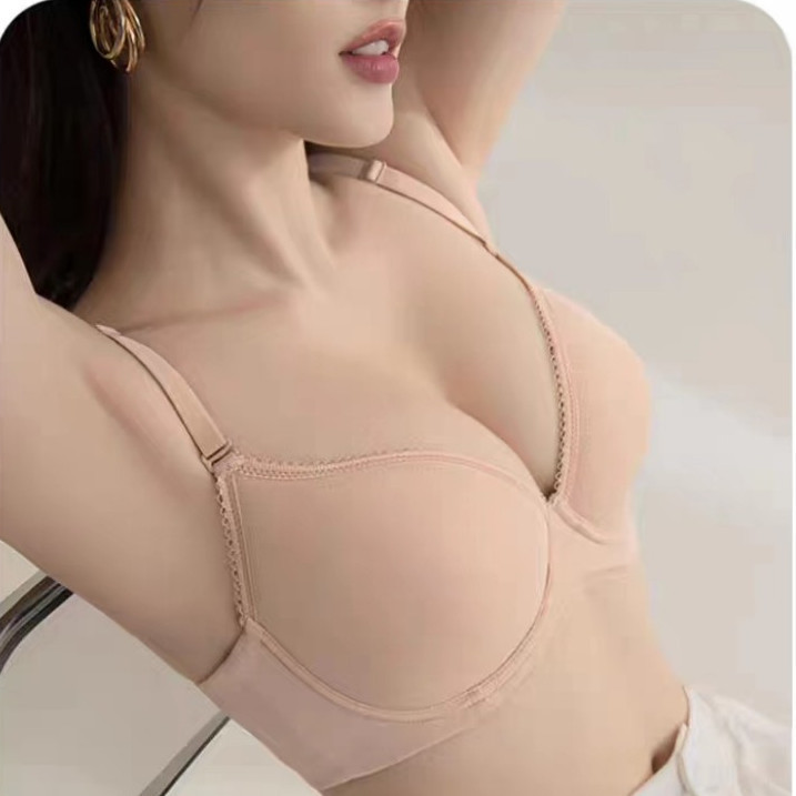 Traceless Thin Underwear Women's Large Chest Small Chest Upper Bracket Adjustable Auxilis Soft Steel Ring plus size chubby girl Bra