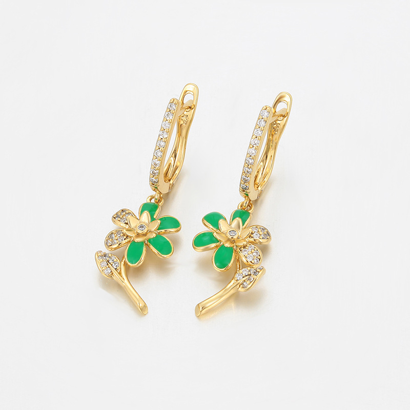Xuping nicho de diseño de orejas con bordillos de flores de aleación de cobre chapado 14k color europeo y americano personalidad transfronteriza orejas al por mayor mujeres
