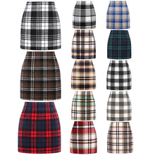 2025亚马逊速卖通跨境女装热卖 女式高腰格子裙紧身铅笔包臀短裙