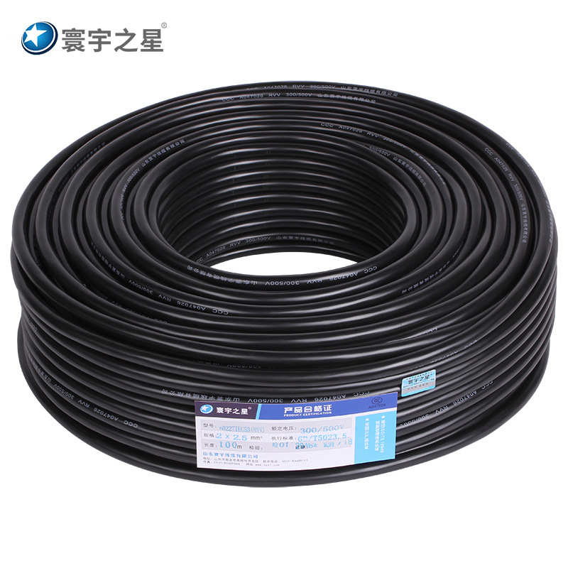 寰宇之星 RVV2*2.5平方 护套线 2.5平方2芯 电缆线 室外国标电源