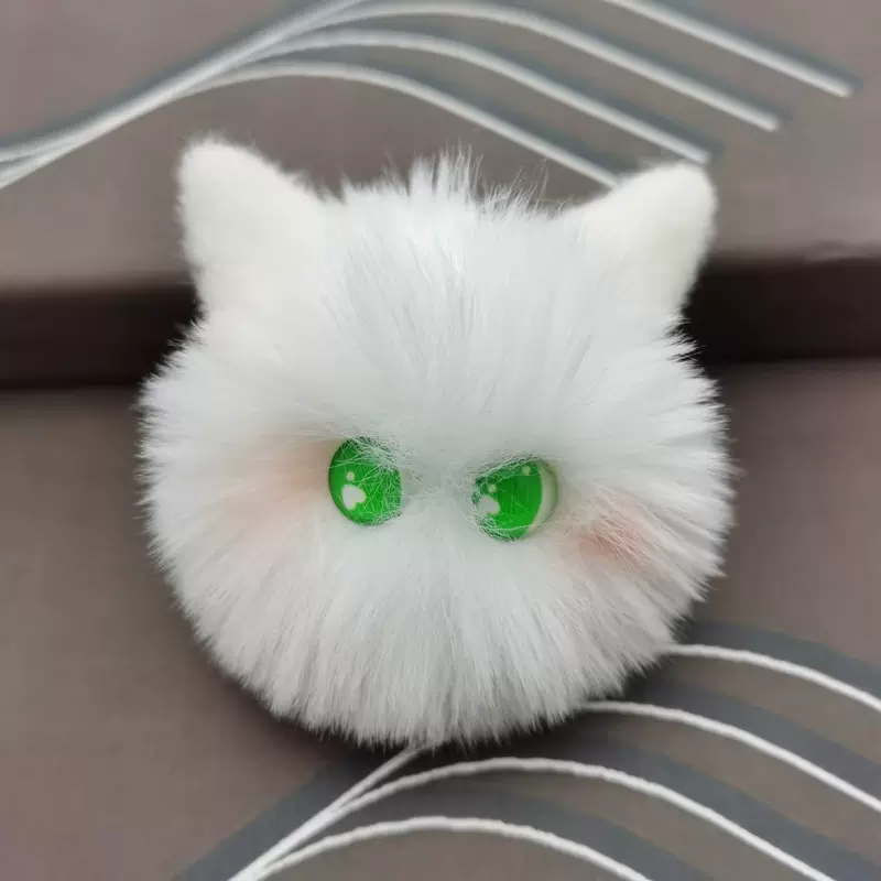 热销现货腮红猫猫球毛绒公仔挂件长毛多色可选包挂件服饰挂饰配件