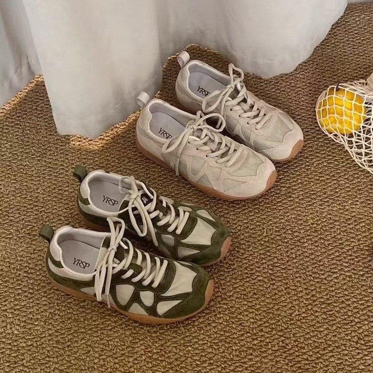 Casual Style~ High-End Genuine Leather Soft-Soled German Training Shoes for Women, 2026 Spring/Summer Round-Toe Lace-Up Sneakers, Ins-Style Flats Casual Style~ High-End Genuine Leather Soft-Soled German Training Shoes for Women, 2026 Spring/Summer Round-Toe Lace-Up Sneakers, Ins-Style Flats