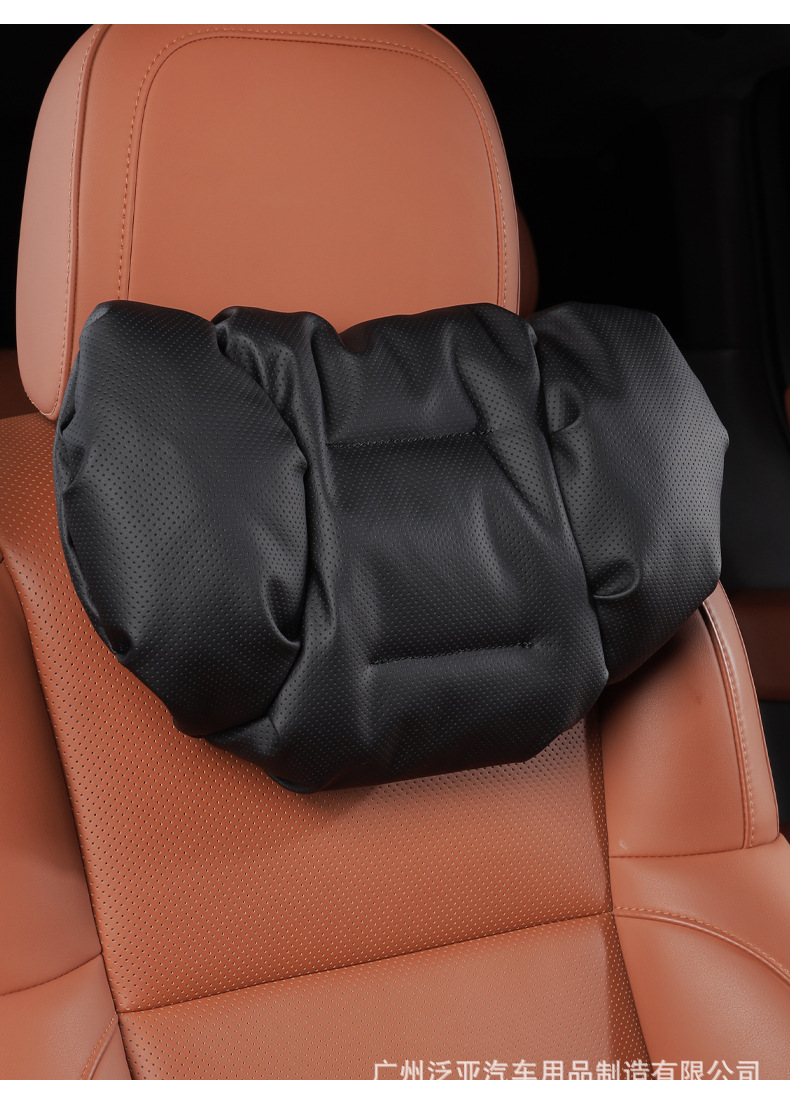 Cross-Border New Model Foam Cotton Car Headrest Nappa Leather Car-Mounted High-End Neck Pillow and Lumbar Cushion Set
