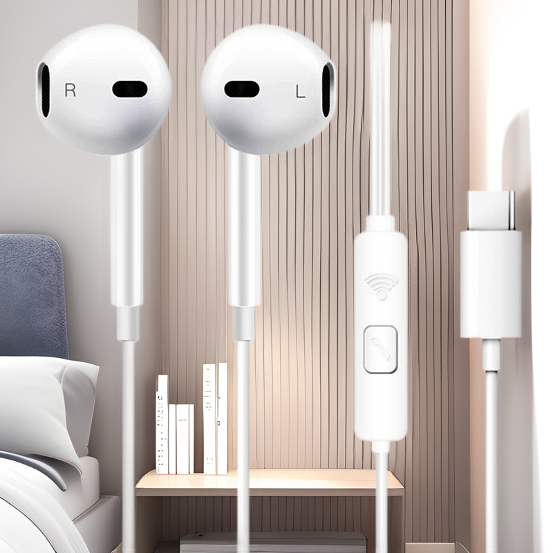 Auriculares originales con cable de 3,5mm de control de cable de orificio redondo con micrófono medio en la oreja auriculares generales tipo C juegos de deportes electrónicos