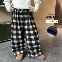 童酷男童2025冬季新款韩版格子宝宝休闲裤百搭一体绒保暖儿童长裤