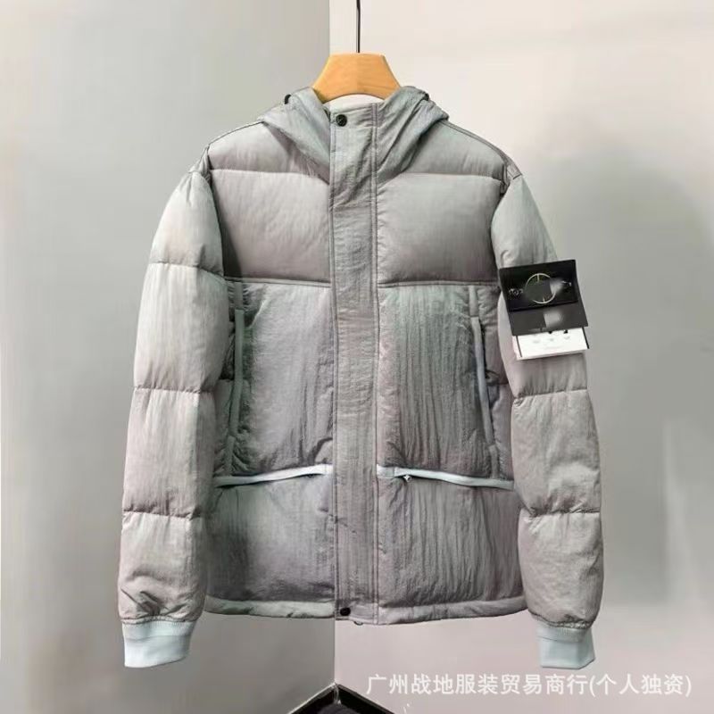跨境高版本石头罗盘金属色男装加厚羽绒棉服男女拉链宽松百搭外套|undefined