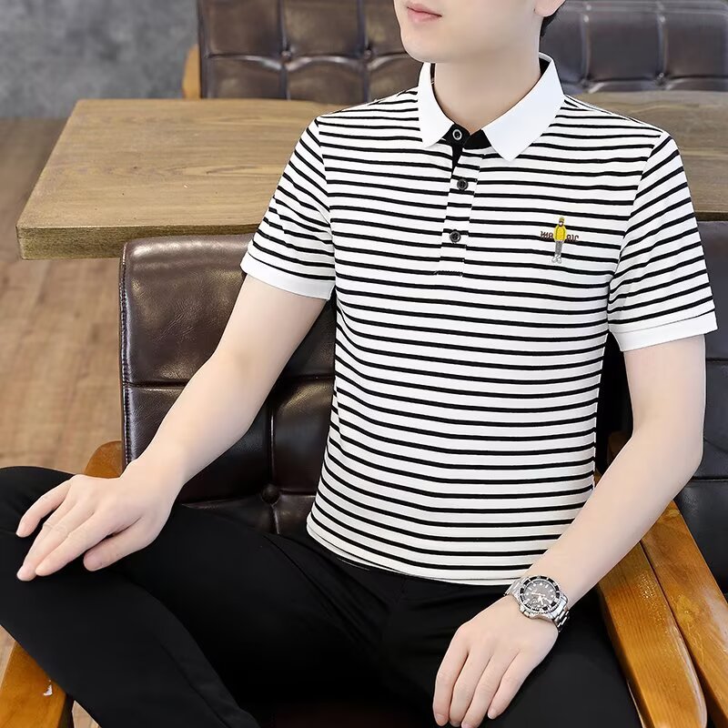 Men's Short-Sleeved Polo Shirt 2025 Summer New Lapel T-Shirt Men's Trendyy Slim Half-Sleeved T-Shirt Men's Tops
