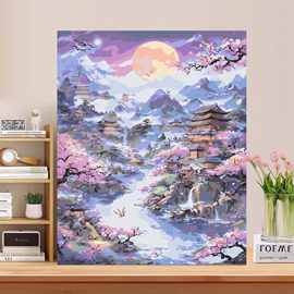 千里江山古风山水数字油画手工diy填充涂色丙烯油装饰挂画礼物