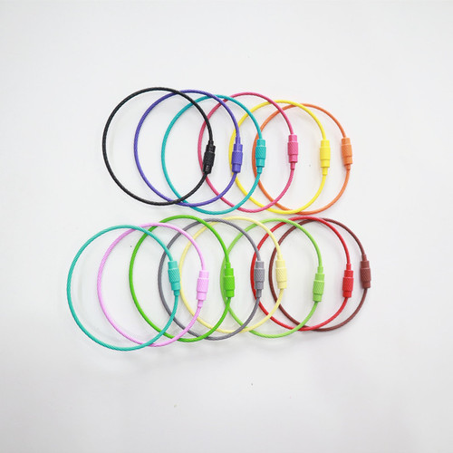 Creative colorful paint keychain DIY decorative accessories handmade pendant buckle rotating screw wire rope keychain