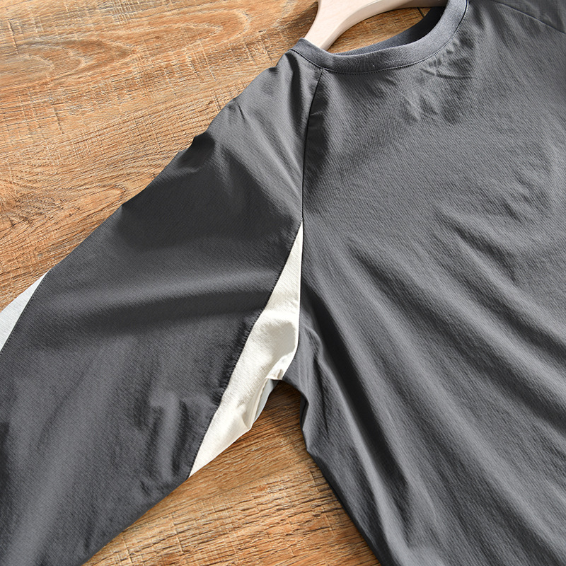 Men's Clothing mountain casual autumn new men's outdoor sports high end color matching quick drying stretch long sleeved T shirt_voghion.com