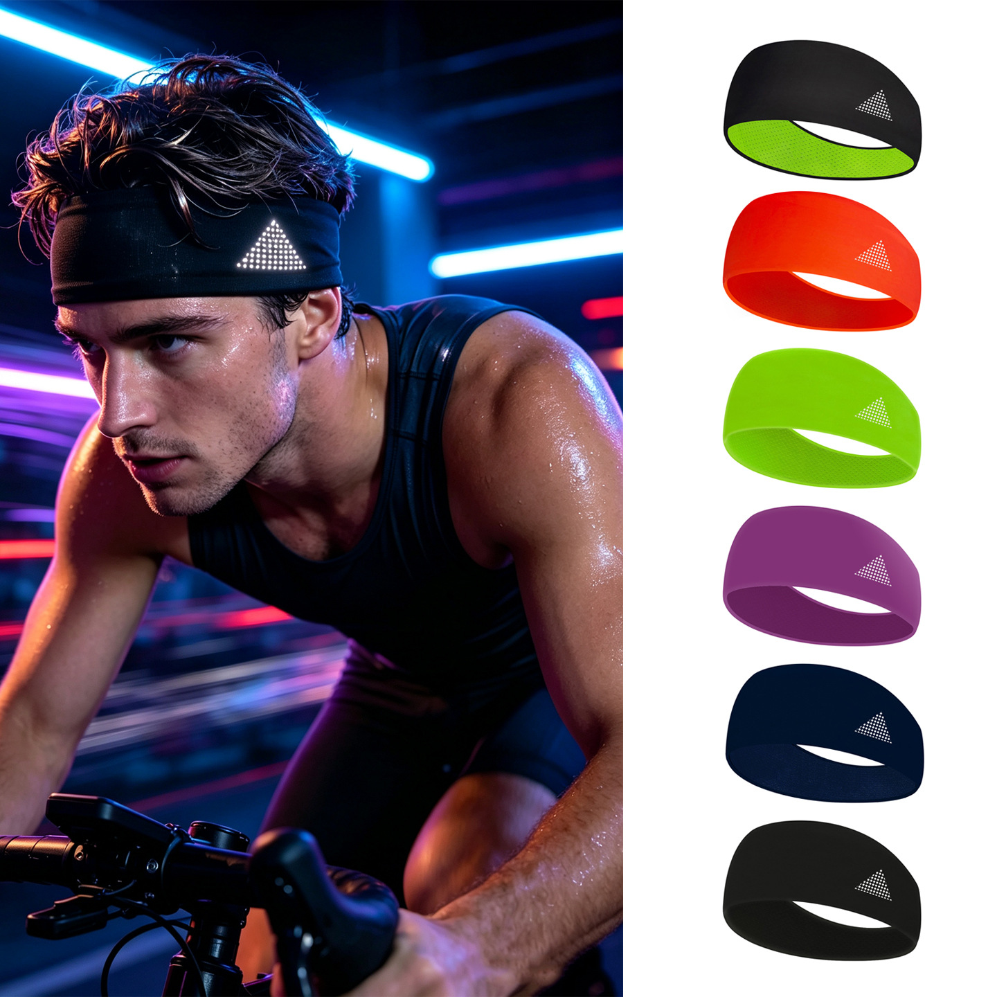 Sports Headband, Gym Headband for Men and Women, Running Reflective Sweat-Absorbent Anti-Sweat Quick-Drying Headband, Basketball Yoga