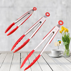Silicone food tongs kitchen baking tools steak barbecue barbecue tongs bread tongs non-slip high temperature resistant stainless steel spatula