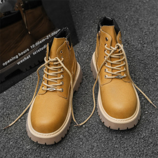 Rhubarb Boots Men's British Tooling Desert Martin Boots Thick Bottom Mid-top Outdoor Mountaineering Boots Mickey Big-head Boots 2610