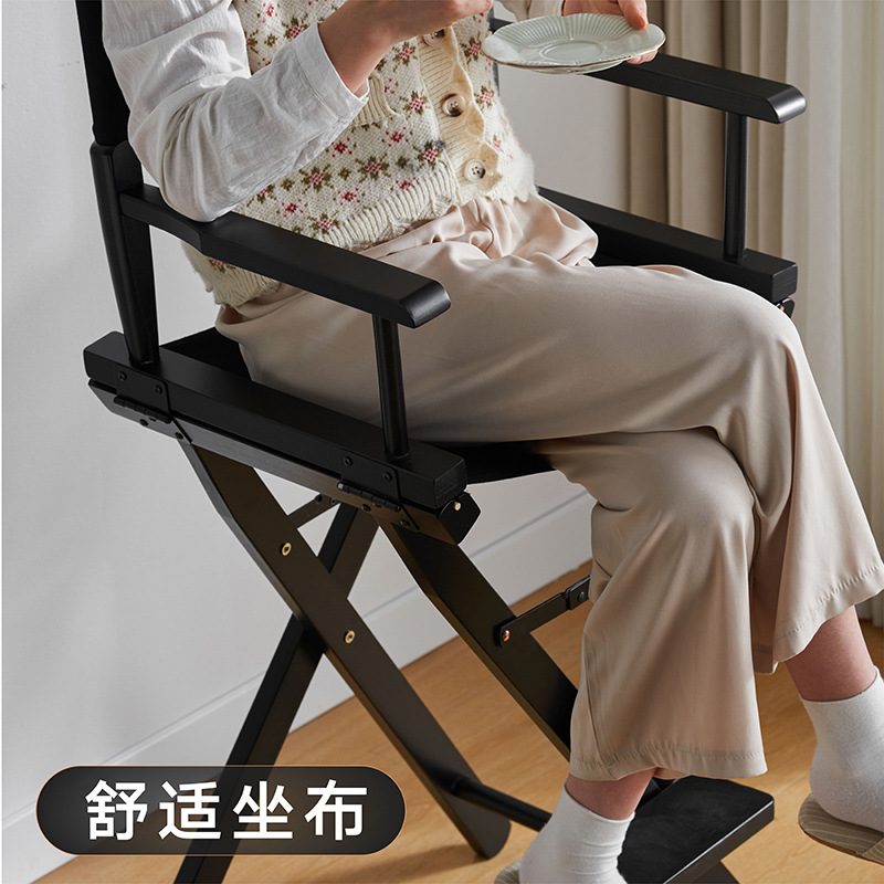 Sillas plegables de madera sólida sillas de maquillaje de pies altos sillas de bar sillas portátiles sillas de lona plegables