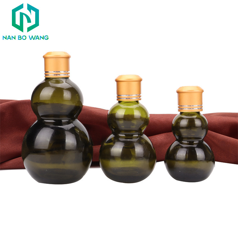 广州现货10ml-100ml 绿色玻璃双葫芦瓶 滴管精油瓶化妆品分装瓶子