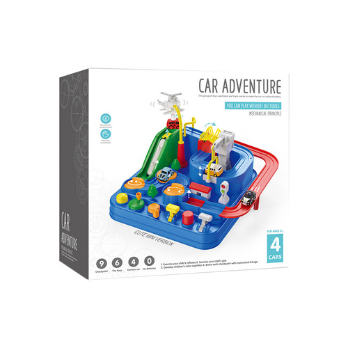 Cross-border hot-selling car challenge adventure small train inertia educational toy car engineering vehicle dinosaur track car