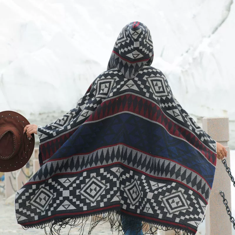Demi-season trench coat, keep warm cloak, scarf for photo sessions, boho style, increased thickness