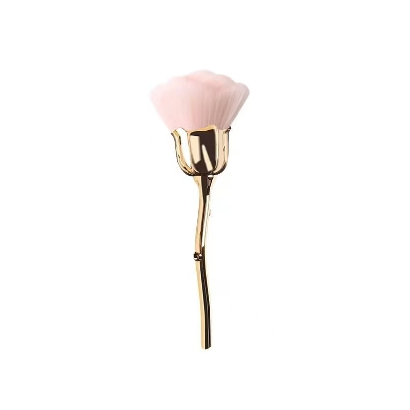 Nuevo cepillo de polvo de uñas, cepillo de polvo de uñas, pintura en polvo, mango de oro rosa, tamaño medio, belleza necesaria para la manicura. image 6