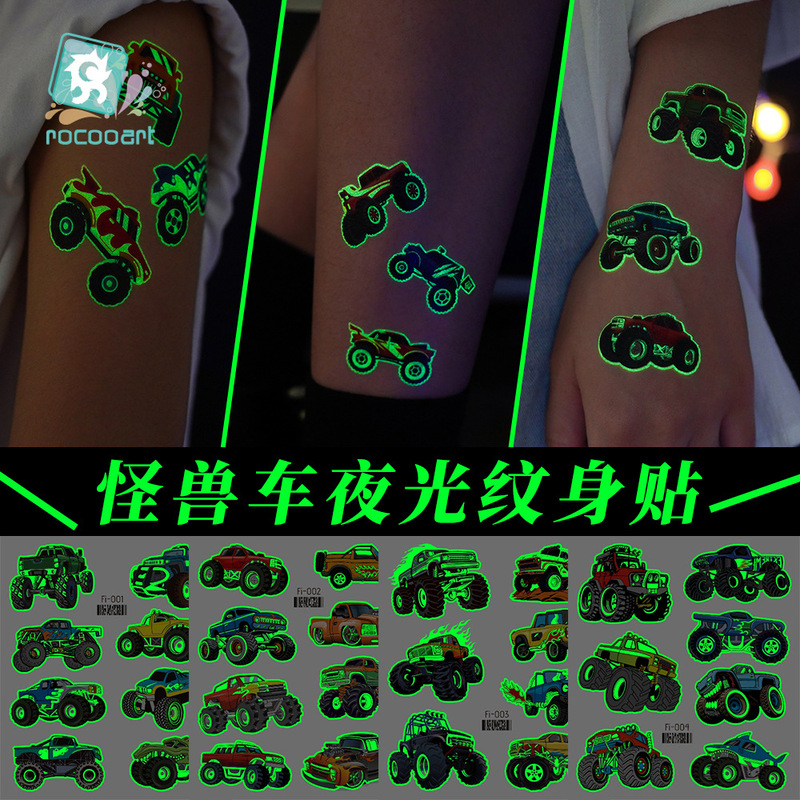 New Arrika Dragon Cross-border Waterproof Luminous Monster Car Tattoo Sticker Children Cool Toy Cartoon Tattoo Sticker