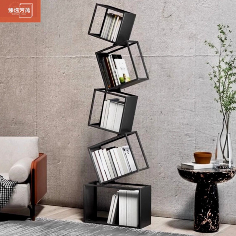 Selection of Wrought Iron Bookshelf Internet Celebrity Irregular Corner Freestanding Bookcase Living Room Corner Modern Minimalist Storage Rack