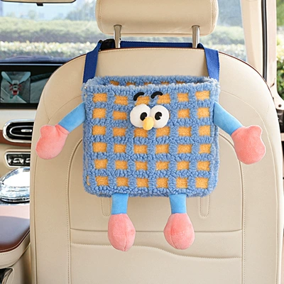 Car Seat Back Hanging Storage – Car storage bag/box - small-monster-storage-bucket-blue-lattice