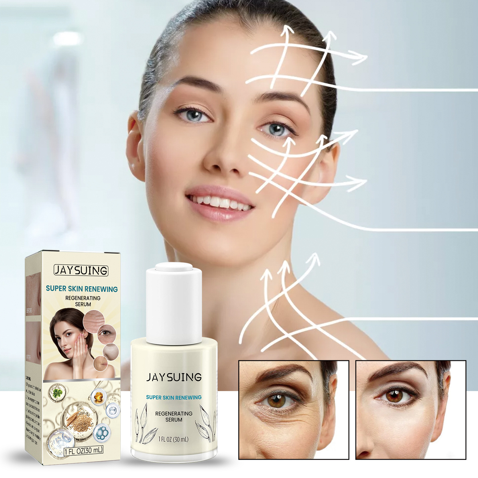 Jaysuing Anti-aging Facial Essence Moisturizing Water Desalination Fine-lines Compact Lace Anti-wrinkle Skin Care Essence