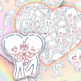 189张OC人体动态结构绘画参考贴纸美术生必备简单装饰手账贴画DIY