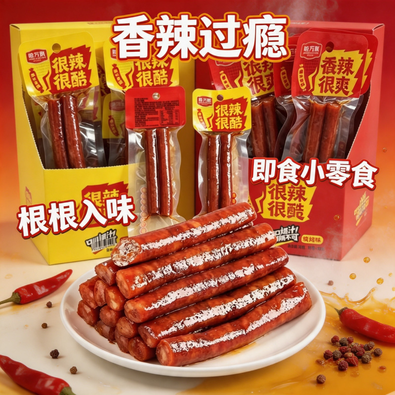 Hawanlian Very Spicy and Juicy Sausage 20g Spicy BBQ Flavor Snack for Satisfying Cravings in Schools and Supermarkets Hawanlian Very Spicy and Juicy Sausage 20g Spicy BBQ Flavor Snack for Satisfying Cravings in Schools and Supermarkets
