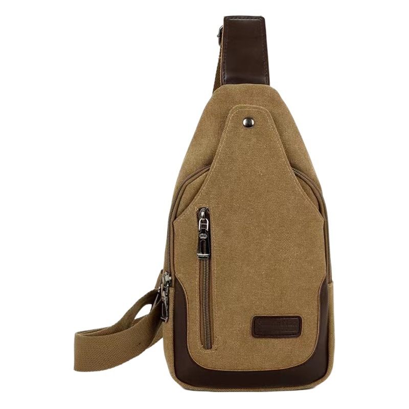 Foreign trade export new men's crossbody chest bag casual canvas sports fashion style simple commuter wear-resistant water Cup bag