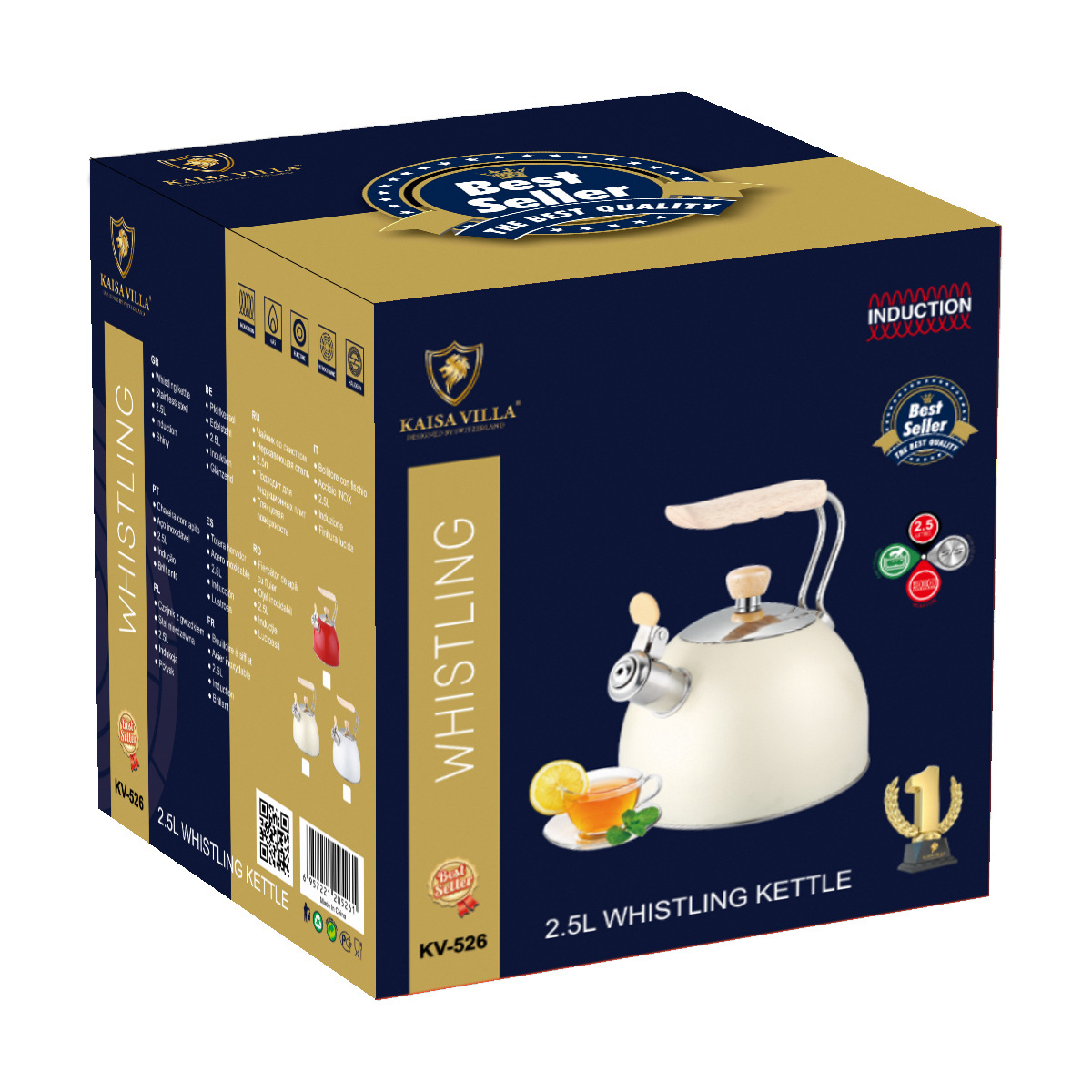 Hervidor con Silbato KV-526 de Acero Inoxidable para Cocina