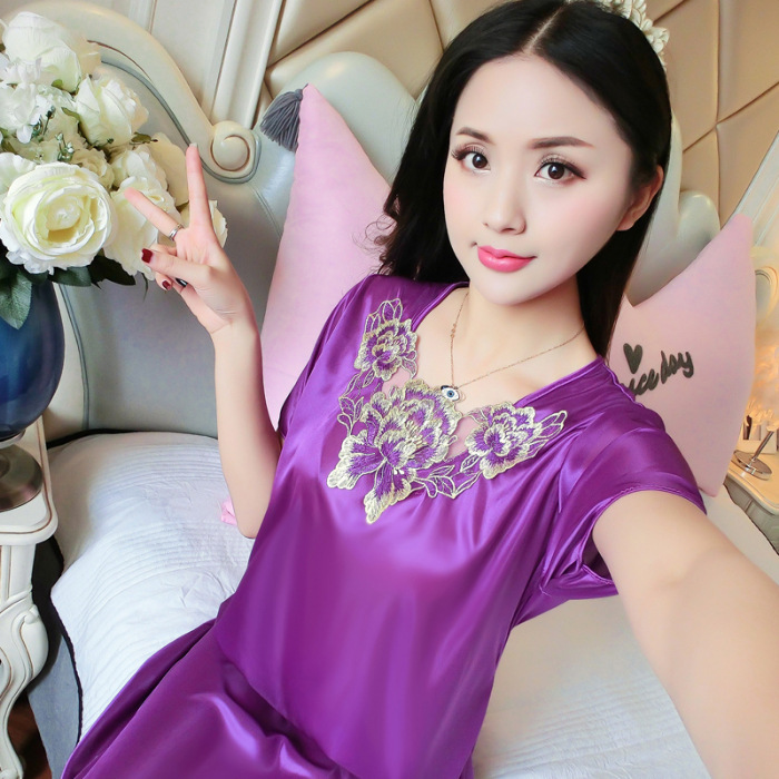 2023 camisón de seda de hielo de verano de las mujeres de encaje sedoso delgado de mediana edad sexy suave cómodo pijamas de las mujeres homewear