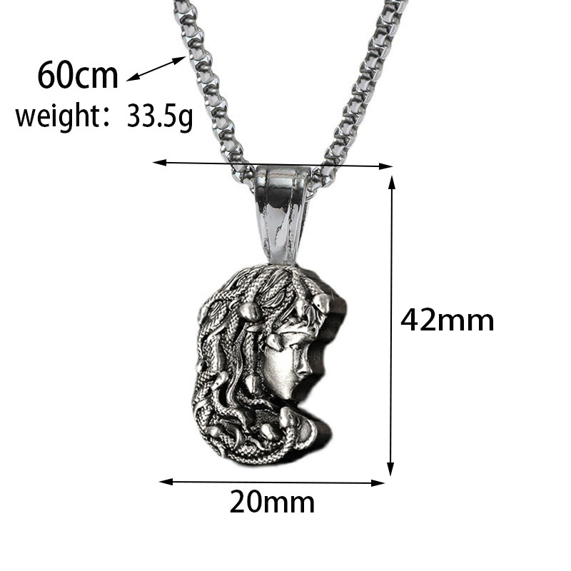 Collier En Acier Au Titane Avec Pendentif Greek Muse Medusa display picture 1