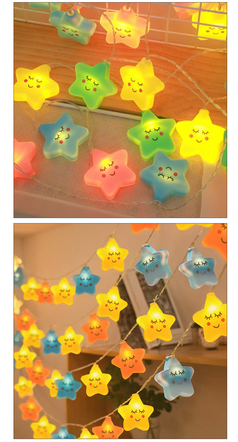 LED Star & Cloud String Lights – Battery/USB/Plug-in Hanging Decor For Bedroom, Camping, Parties (IP43, 10/20/40 LEDs, 2700K Warm White)_voghion.com