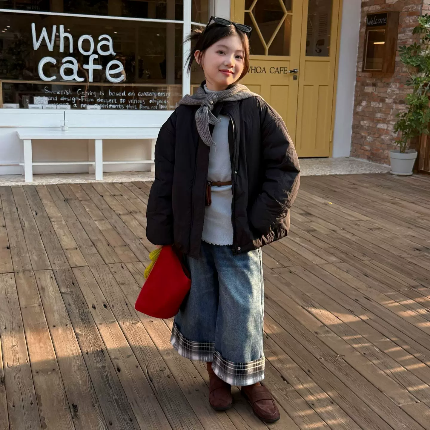 花与寻女童棉衣2025冬季新款韩版蓬松面包服拼接毛衣帽甜美保暖潮