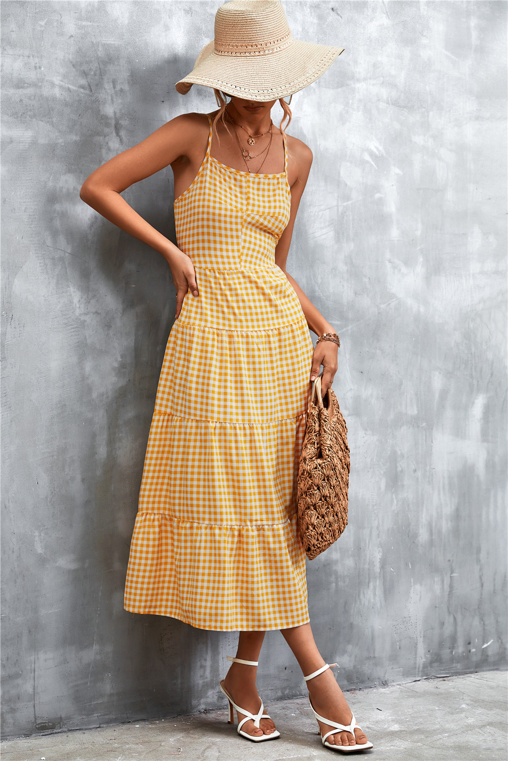 Women's Mid-length Lace-up Dress With Open Back For Summer_voghion.com