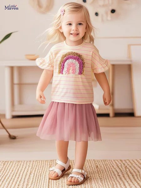 Little maven summer cute girls suit Europe and the United States cross-border skirt set cotton children's clothing wholesale