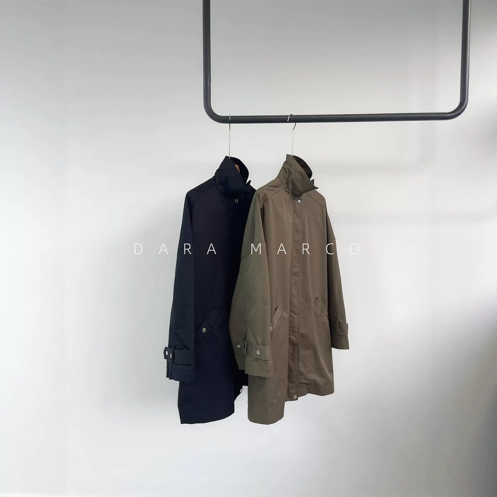 「JI简美学」TOT经碘翻领宽松廓形纯棉长款风衣外套女早秋慵懒感