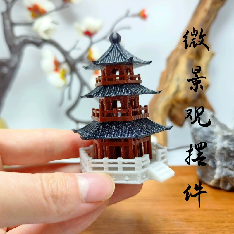 Трехэтажная пагода в китайском стиле древняя архитектурная модель ландшафтного украшения