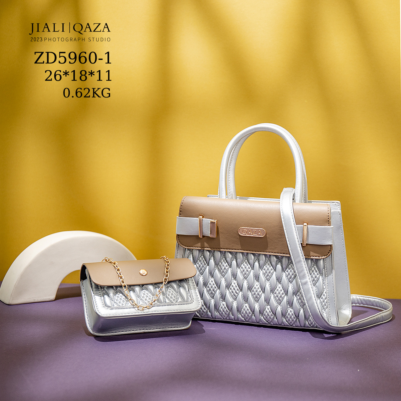 QAZA transfronterizo de gran capacidad bolso de mano para las mujeres 2023 nueva moda de cuero PU bolso de las mujeres de dos piezas conjunto