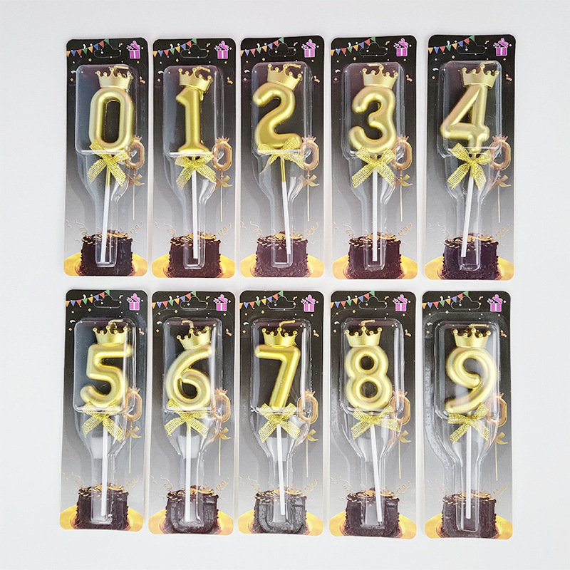 Velas digitales de corona de oro, velas de pastel de fiesta de corona de color, velas de cumpleaños para niños, adultos, en stock al por mayor
