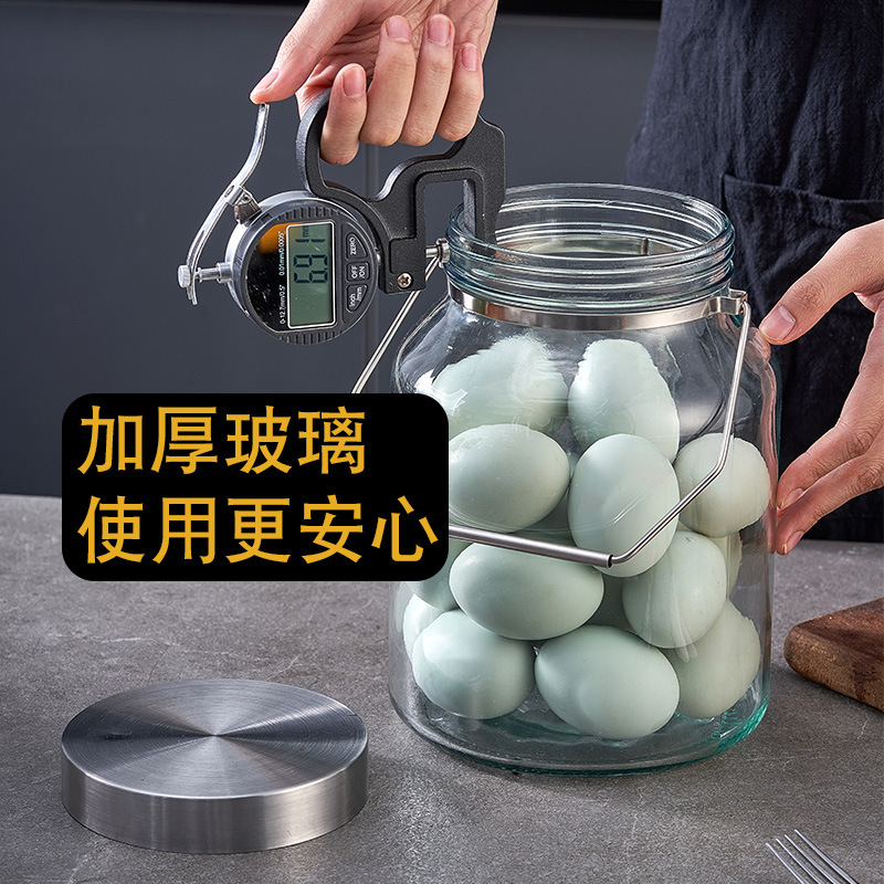 Pot de pepinos de vidrio con mango de transporte para cocina doméstica de grado alimenticio encurtido depósito de pickles