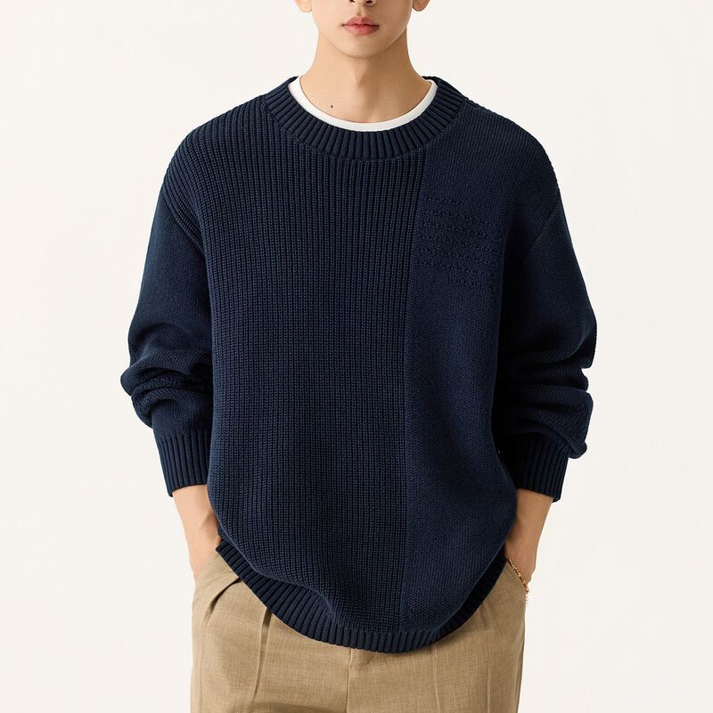 Danbani | Winter High-End Round Neck Sweater for Men, Loose Quality, Casual and Versatile, Old Money Style Sweater Trend Danbani | Winter High-End Round Neck Sweater for Men, Loose Quality, Casual and Versatile, Old Money Style Sweater Trend