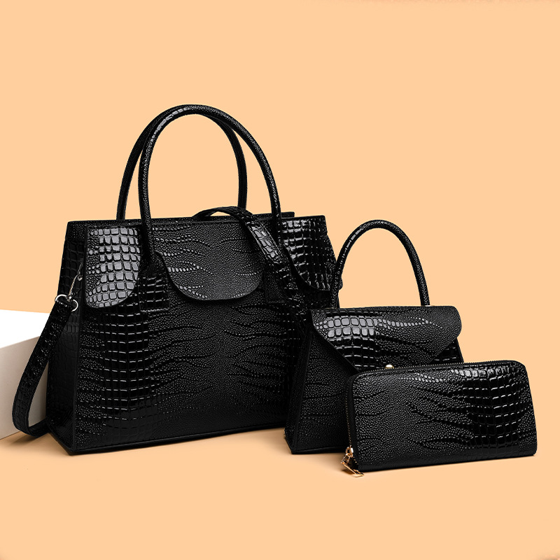 Bolsas de mujer transfronterizas nuevas bolsas de comercio exterior retro tres piezas bolsas de mano con patrón de lagarto bolsas de hombro