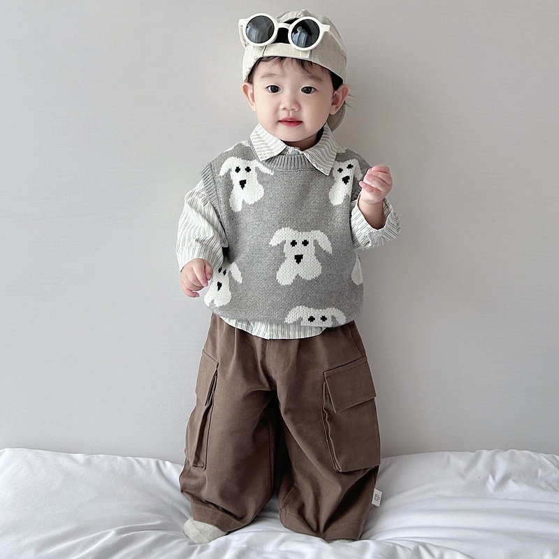 韩版春秋马甲婴儿动物毛衣男童时尚坎肩女童洋气背心宝宝针织上衣