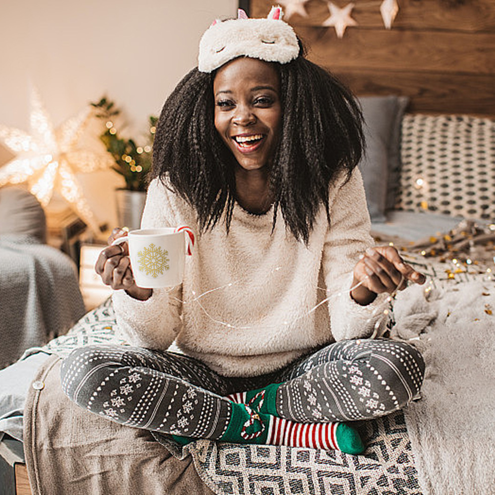 Pegatinas de Navidad redondas transparentes estampado regalo de vacaciones embalaje decoración adhesivo sellado sobre de cuenta artesanal