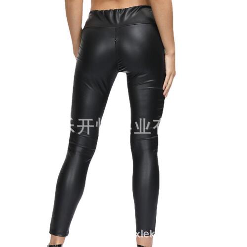 Leather tight skinny pants, form-fitting leather pants, performance open-legged pants, night club stage DS costume, bar clothing