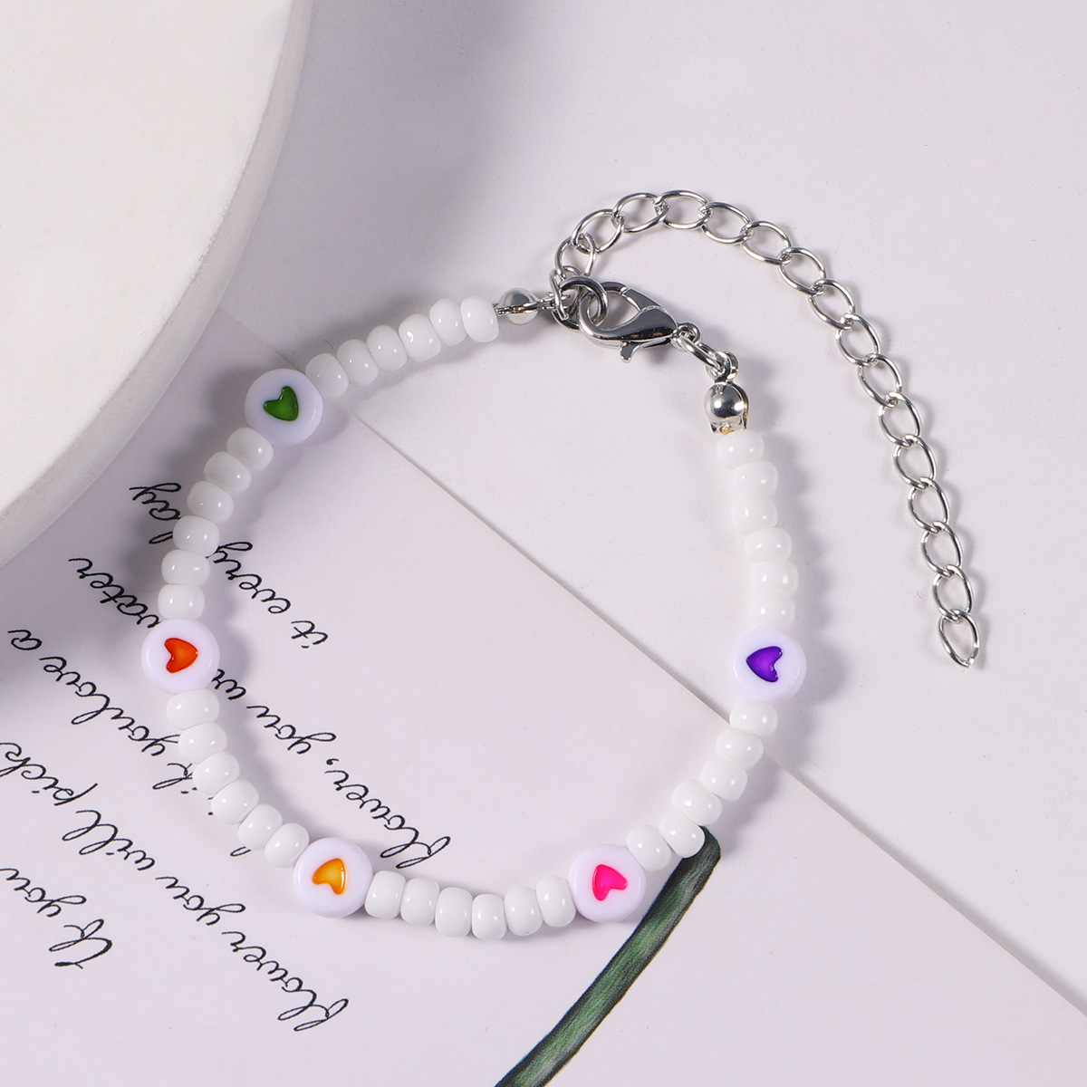 Mode Neue Handgemachte Reine Weie Perle Herz Kreative Buchstaben Halskette Armband Setpicture1
